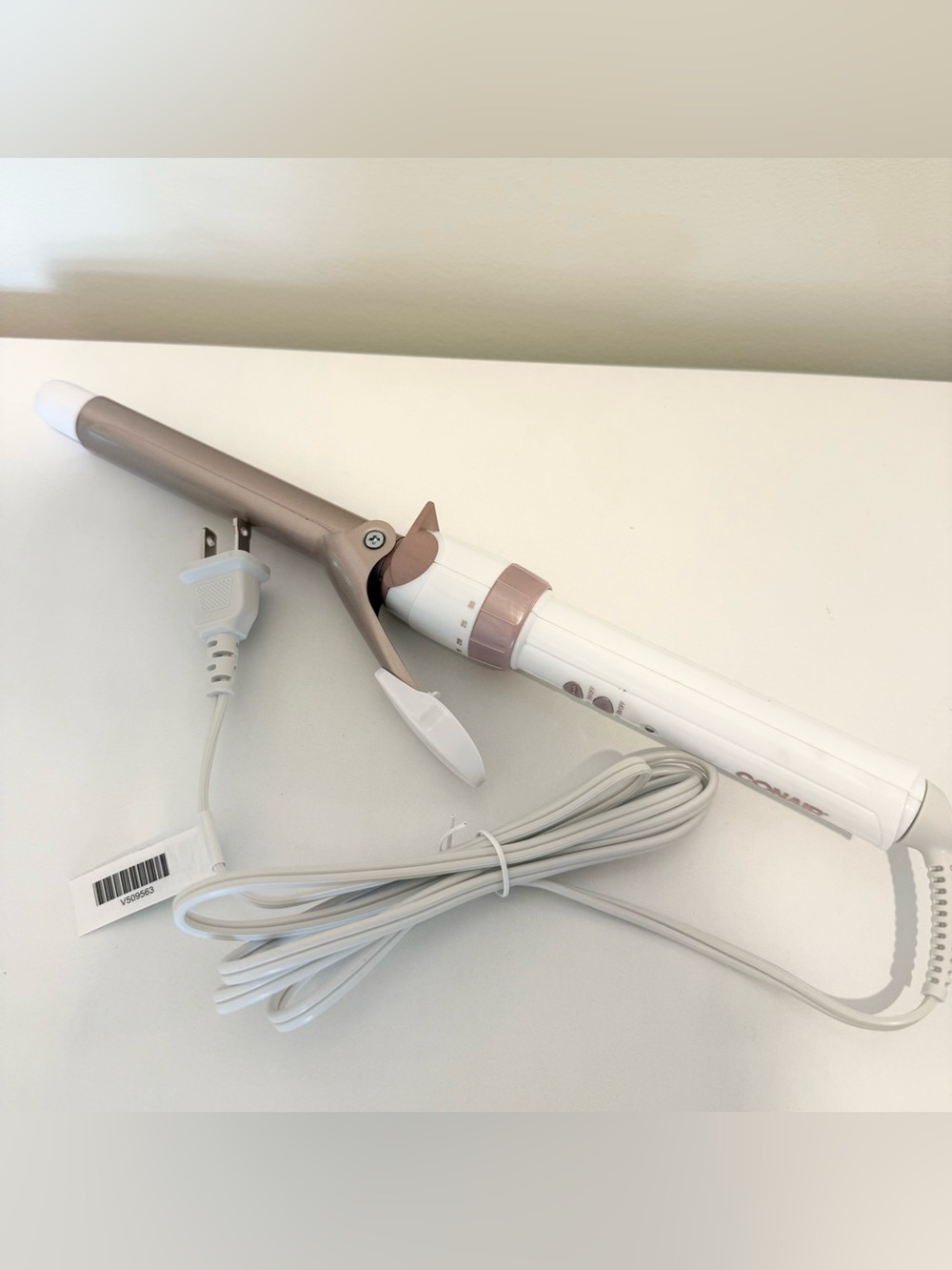 NEVER USED Conair Curling Iron, Double Ceramic, 3/4-in. Width, White/Rose Gold